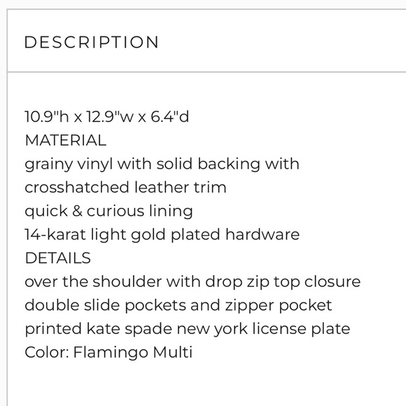 Kate Spade New York Strut Your Stuff Flamingo Tote Bag - Picture 10 of 10